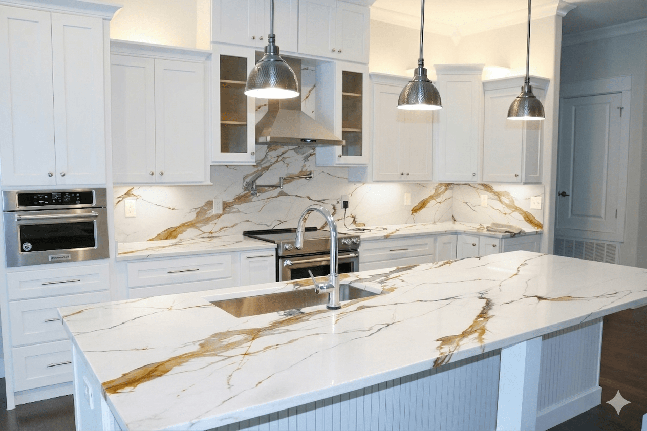 Waterfall Kitchen Island, Waterfall Countertops, How to Choose a Countertop Color
