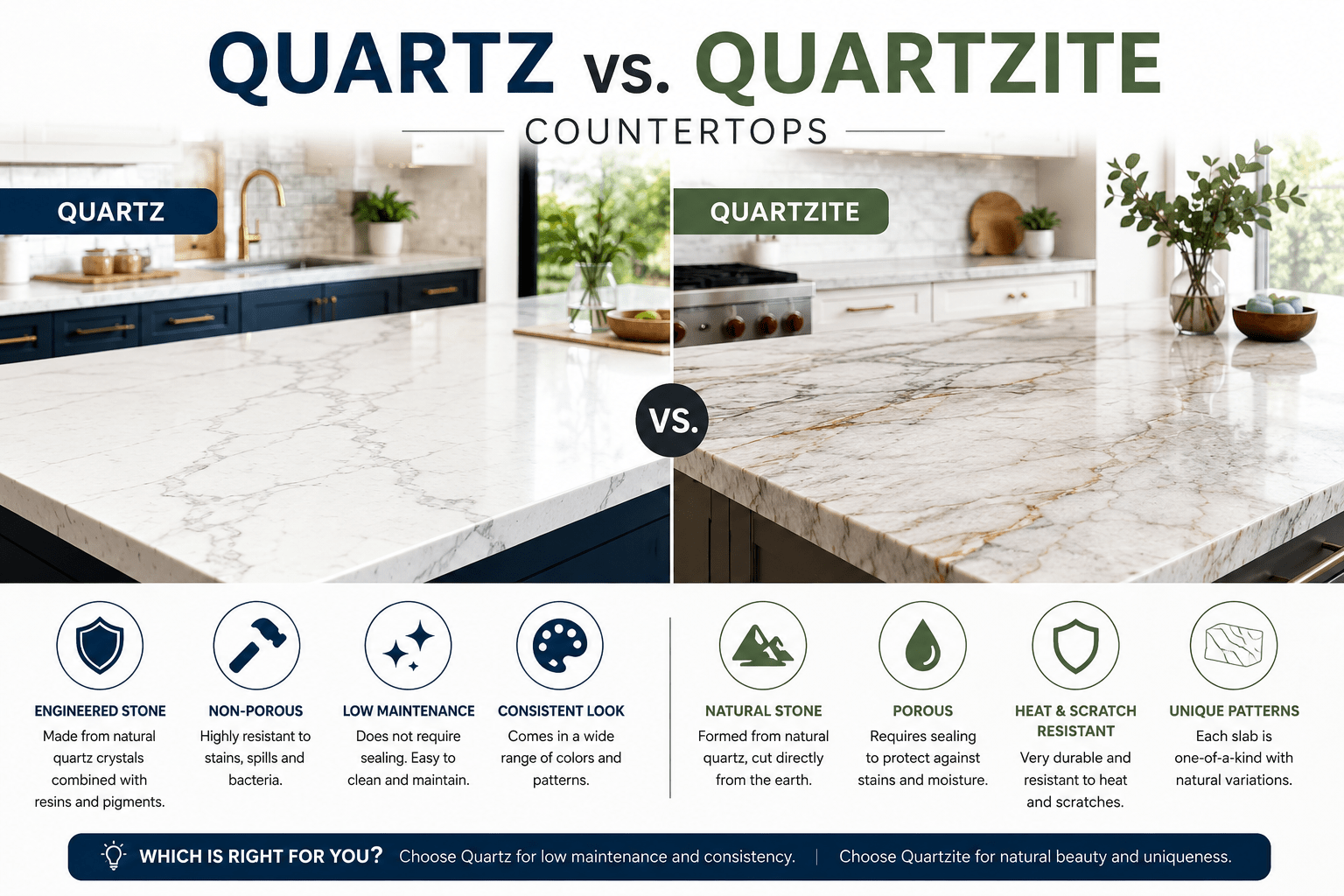 Quartz vs Quartzite Countertops