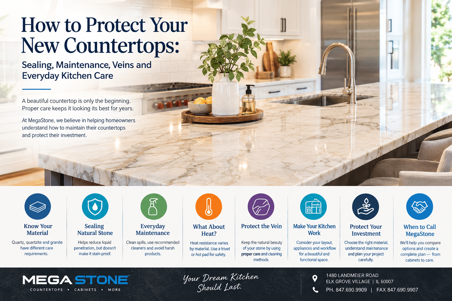 How to Protect Your New Countertops: Sealing, Maintenance, Veins and Everyday Kitchen Care