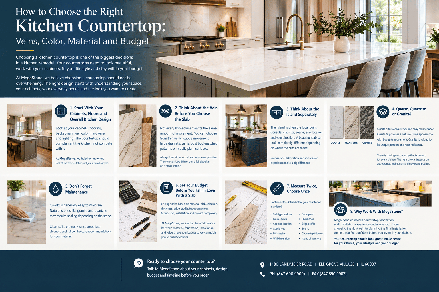 How to Choose the Right Kitchen Countertop: Veins, Color, Material and Budget